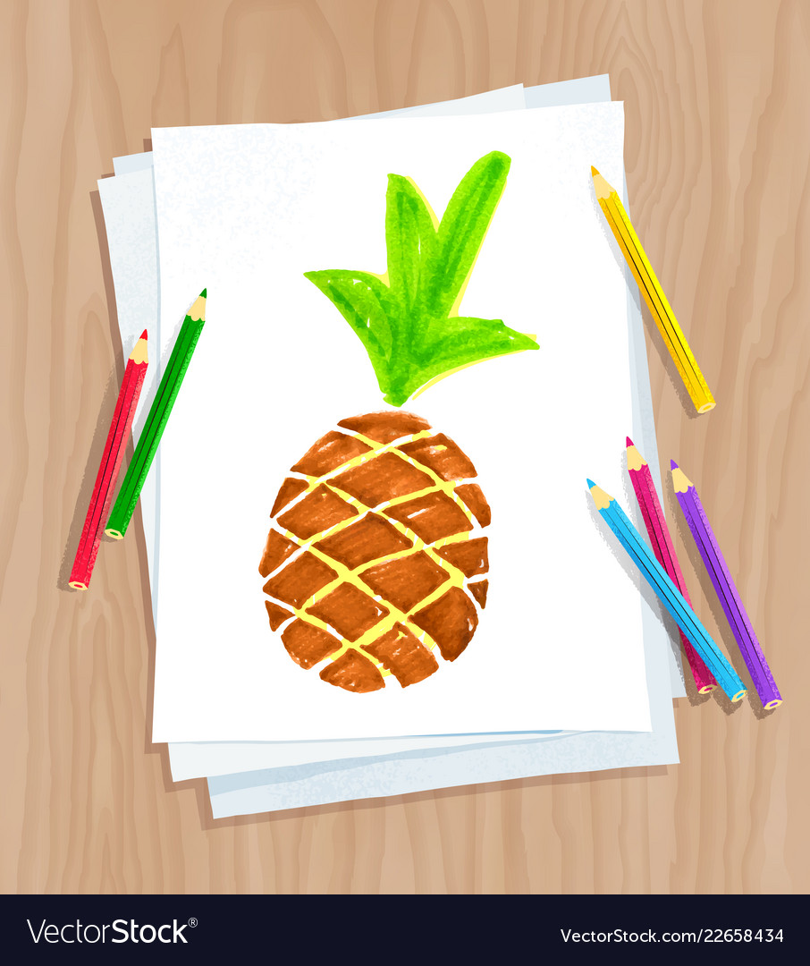 child drawing of pine apple royalty free vector image