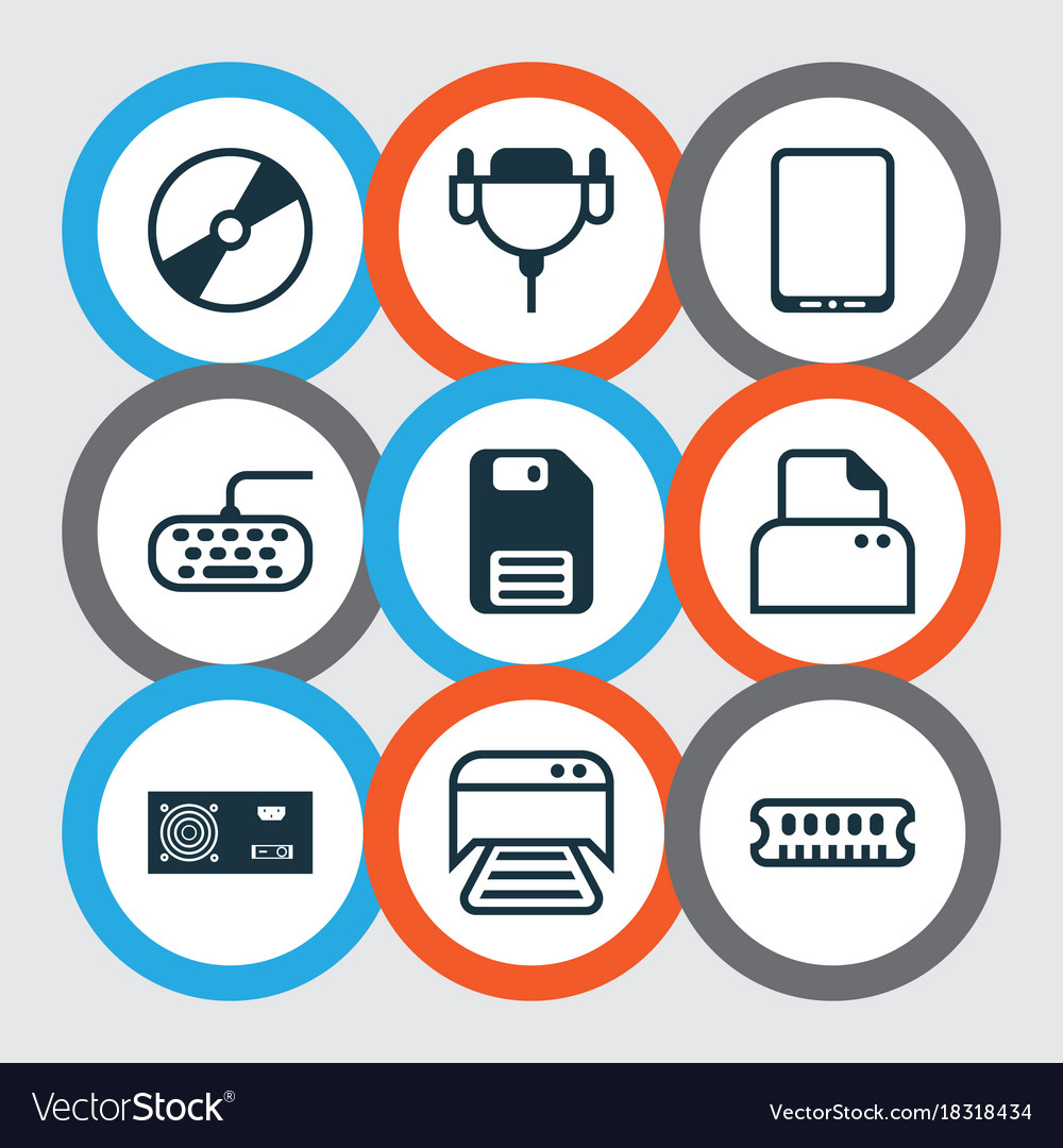Computer icons set collection of dynamic memory