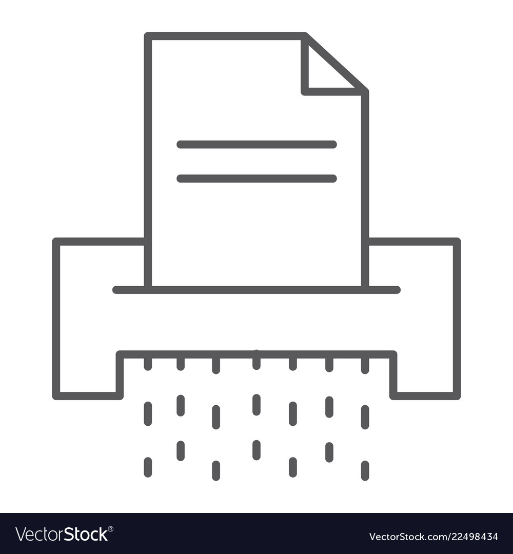 Document shredder thin line icon file vector image Document shredder thin line icon file