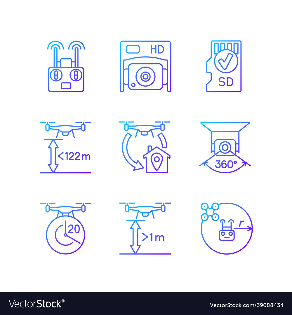 Drone Care Gradient Linear Manual Label Icons Set Vector Image 4260