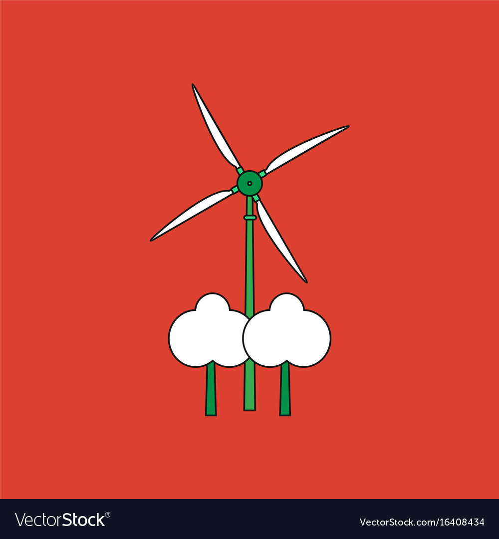 Flat icon design collection wind turbine between