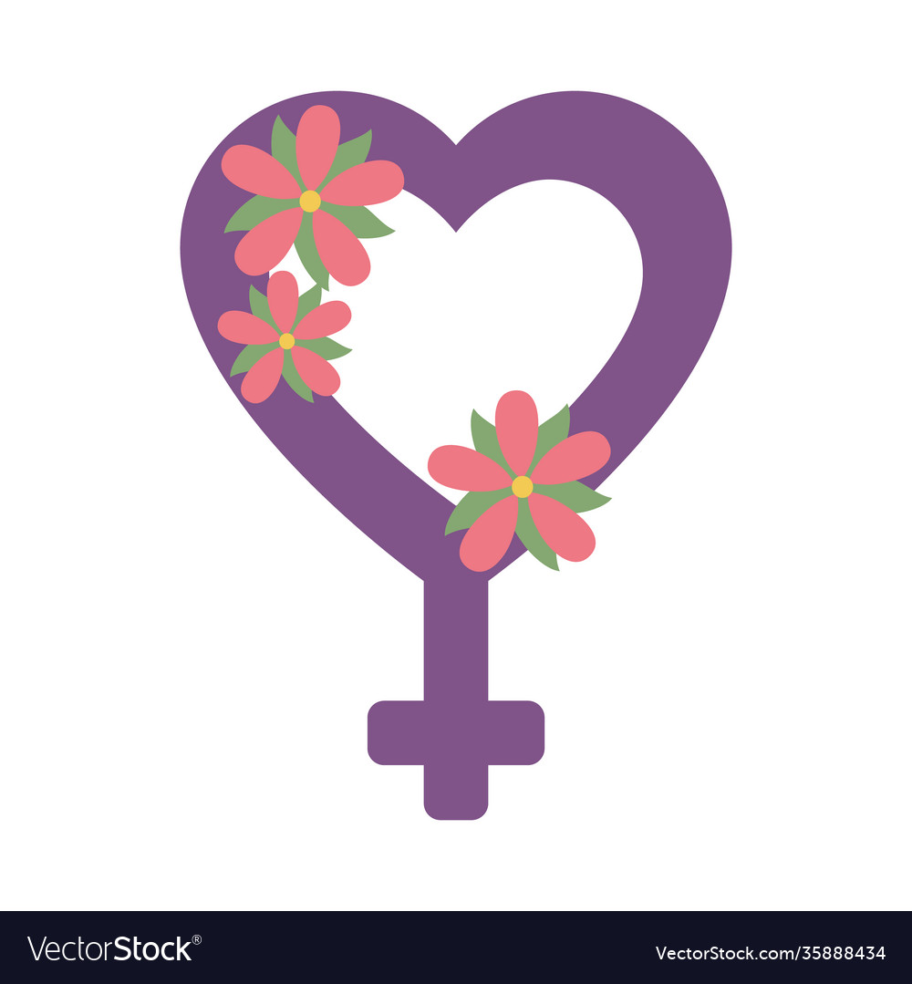 Heart Shaped Female Gender Symbol With Flowers Vector Image