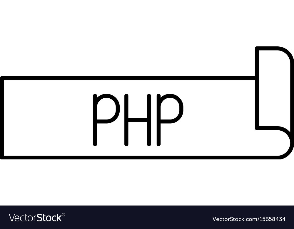 Monochrome silhouette label text of php