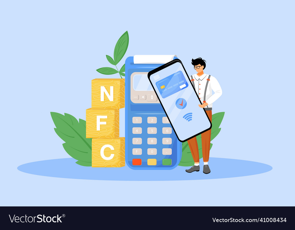 Nfc payment flat concept man mit smartphone