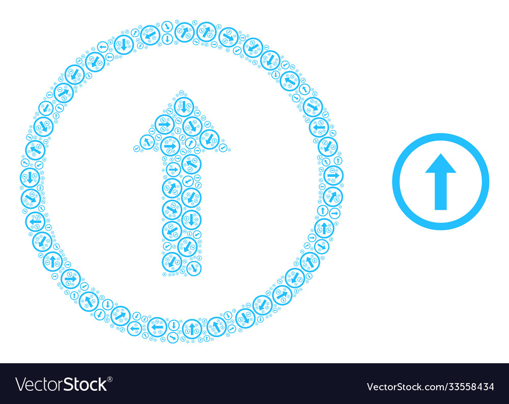 Rounded arrow up recursive collage self items vector image Rounded arrow up recursive collage self items