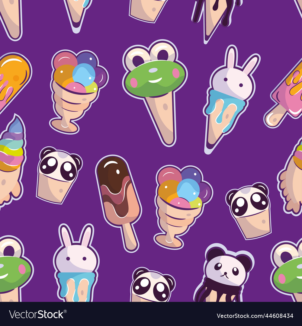 Seamless pattern background with ice cream icons