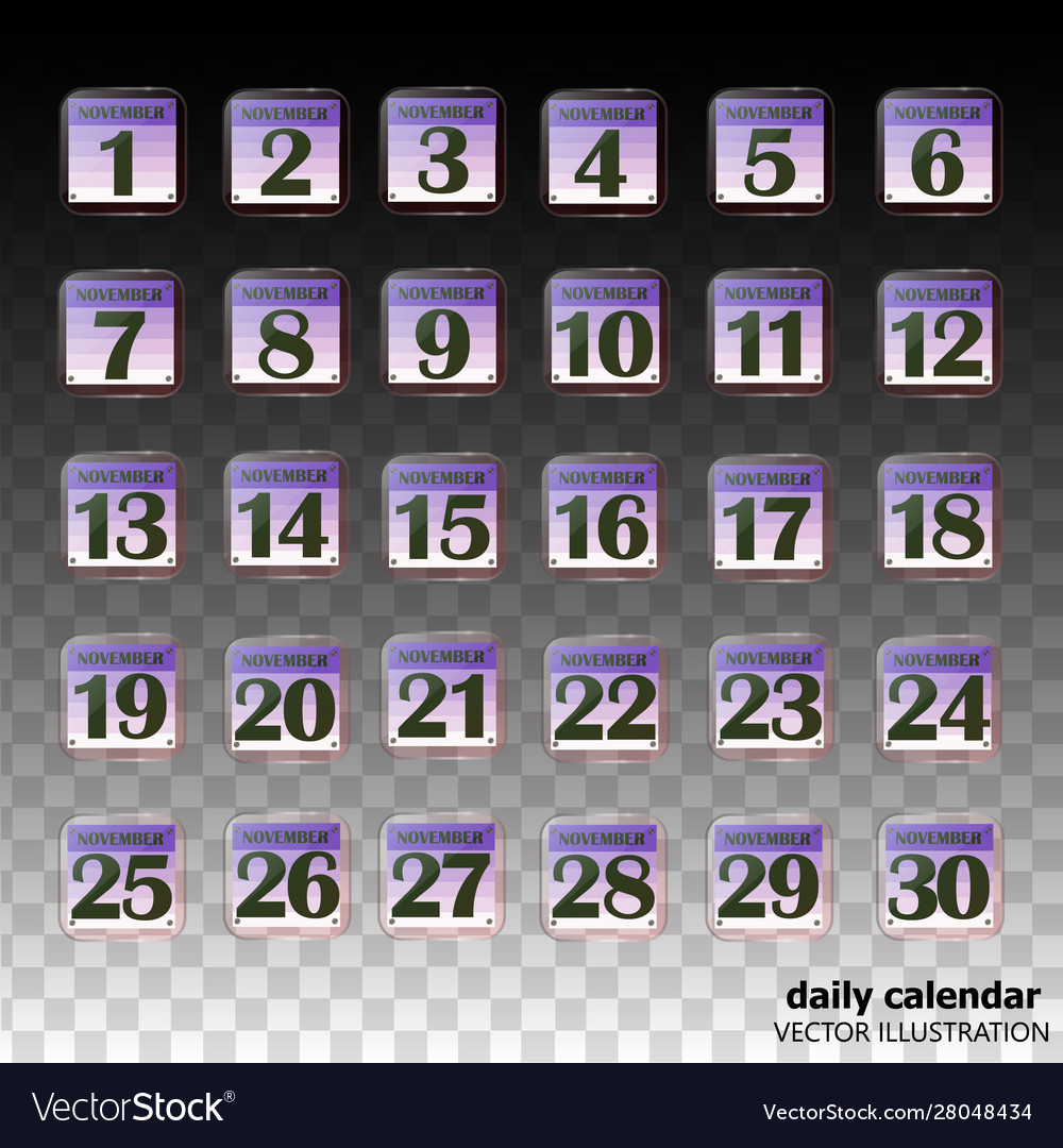 Set buttons with calendar dates for month vector image Set buttons with calendar dates for month