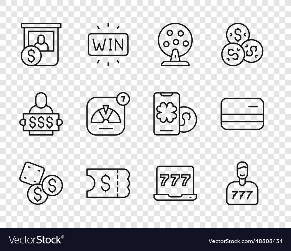 Set line game dice lucky player lottery machine vector image Set line game dice lucky player lottery machine