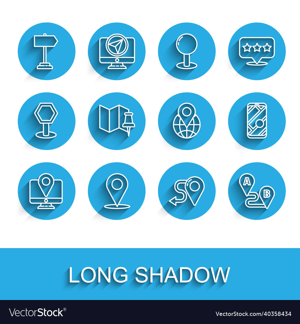 Set line monitor with location marker vector image Set line monitor with location marker
