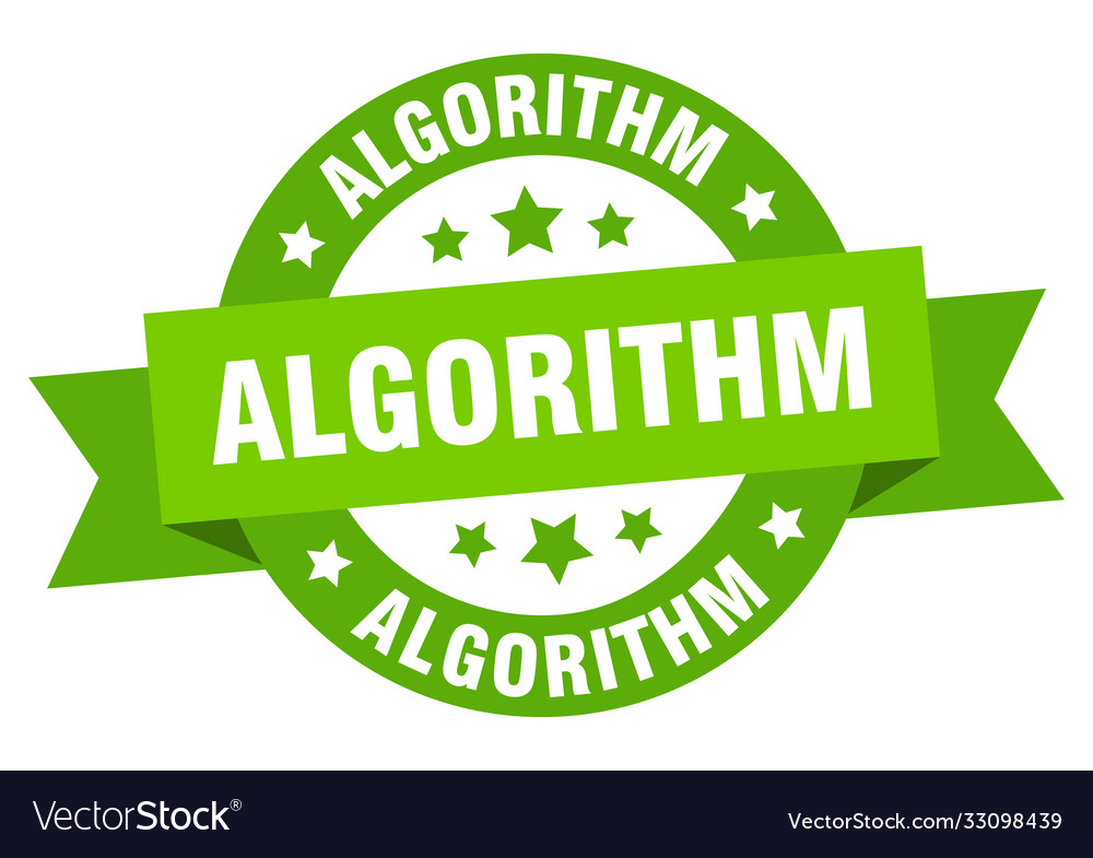 Algorithm round ribbon isolated label