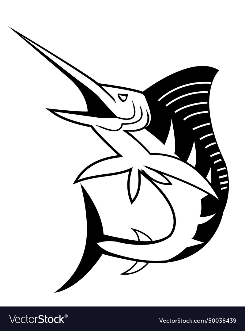 Black and white of marlin fish