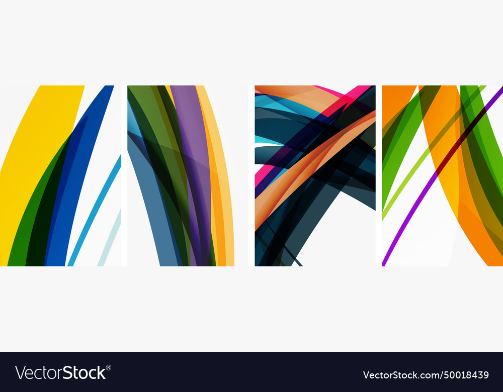 Colorful wave lines poster set for wallpaper Vector Image