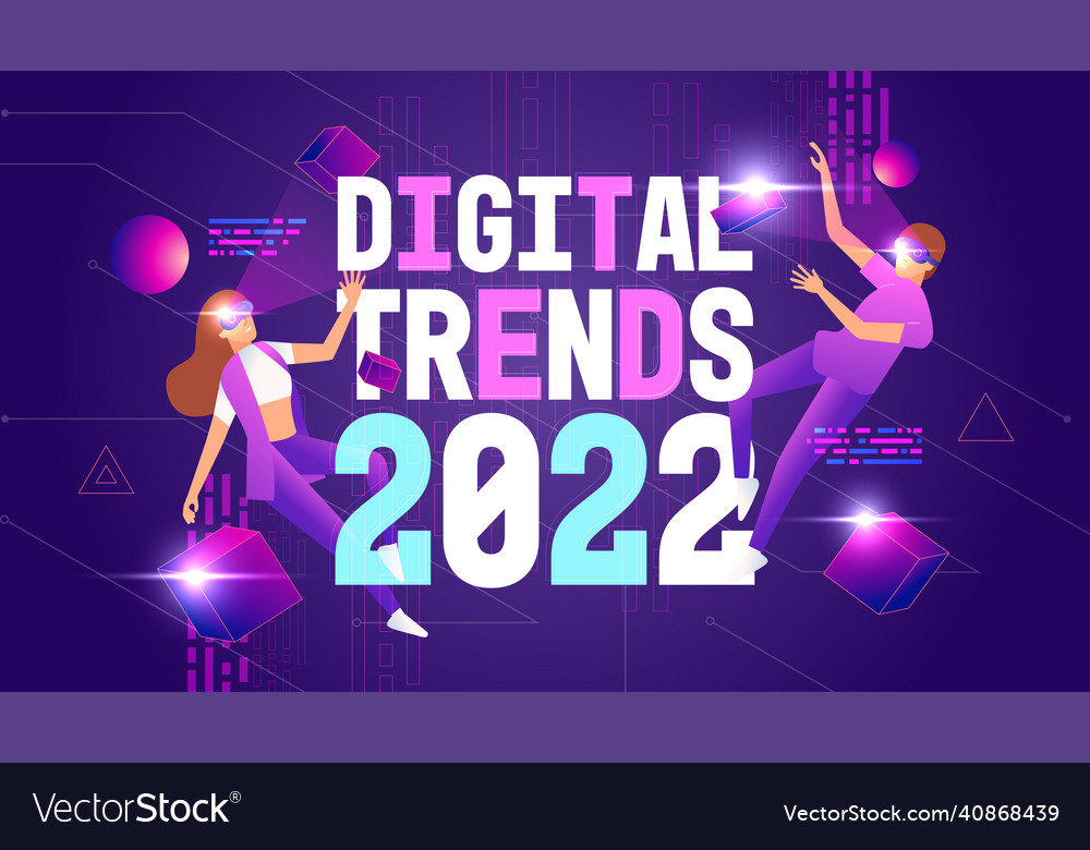 Digital trends 2022 with metaverse vector image Digital trends 2022 with metaverse