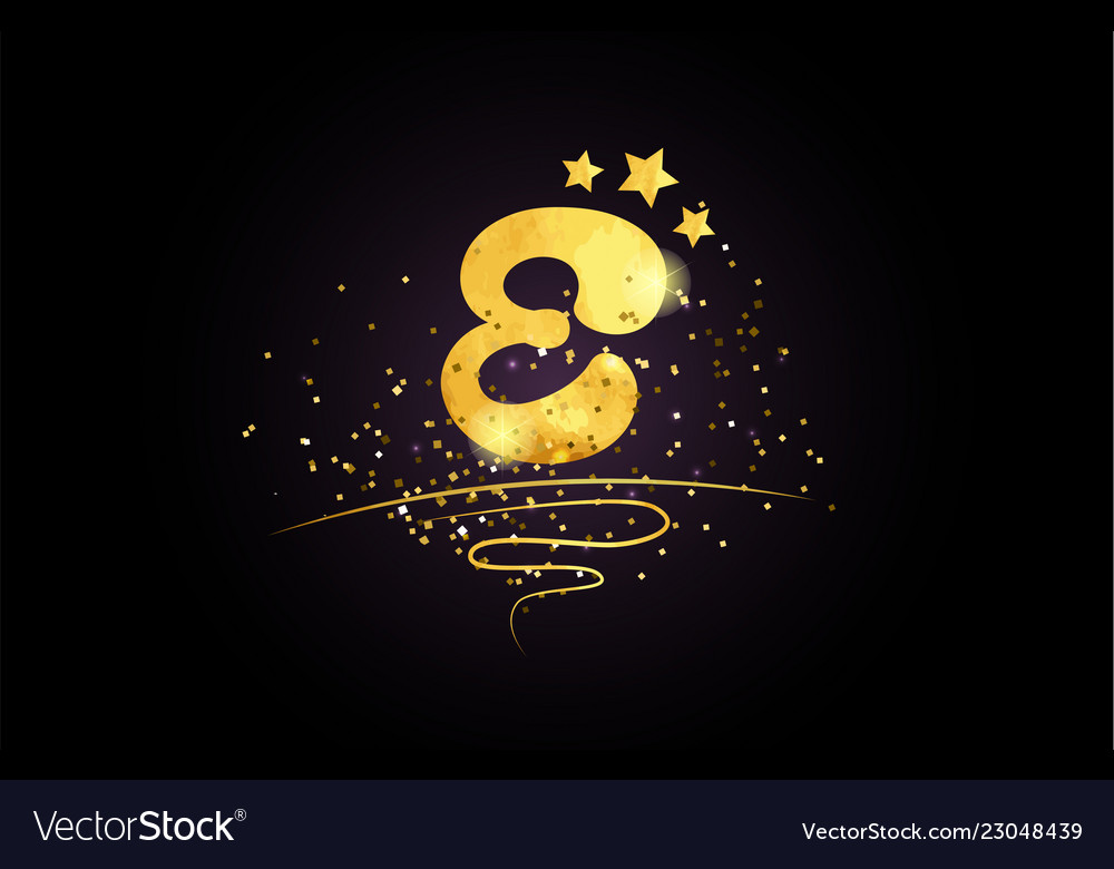 E letter alphabet icon design with golden star