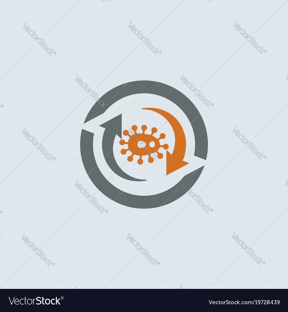 Gray-orange virus round icon