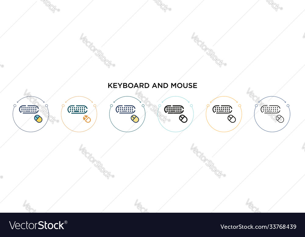Keyboard and mouse icon in filled thin line