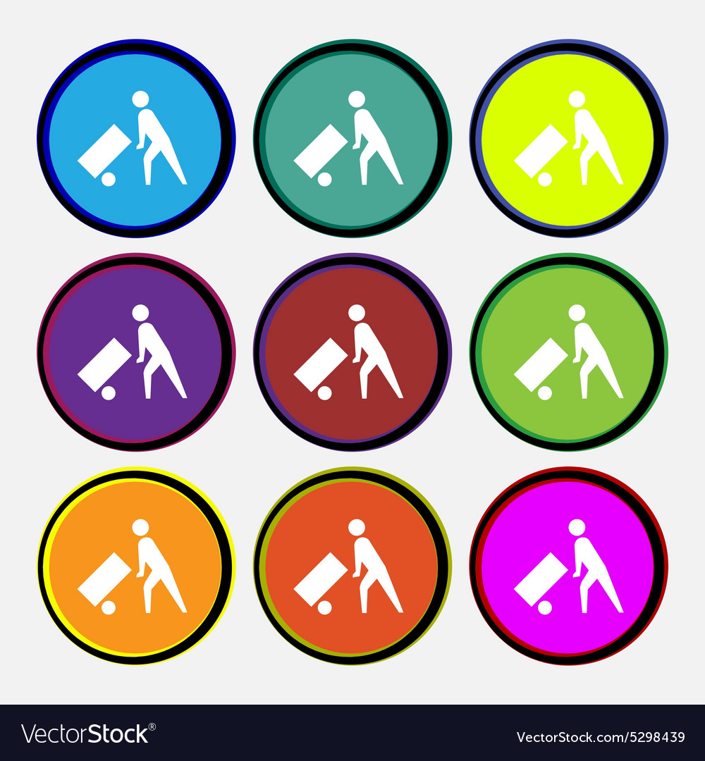 Loader icon sign nine multi colored round buttons