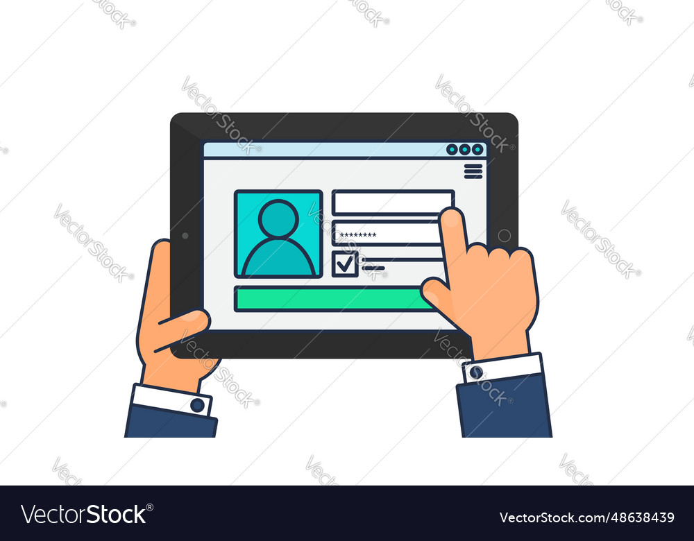Login web page entering password Vector Image Login web page entering password