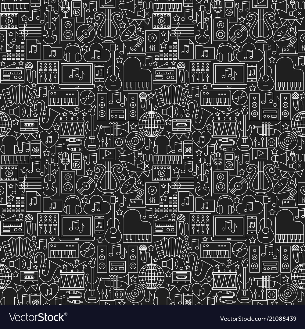 Music dark line seamless pattern