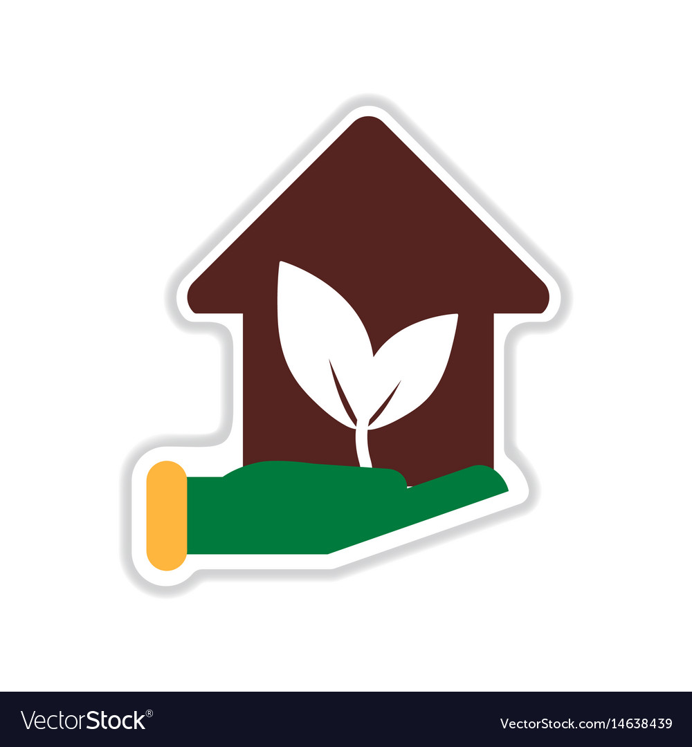 Paper sticker on white background eco house