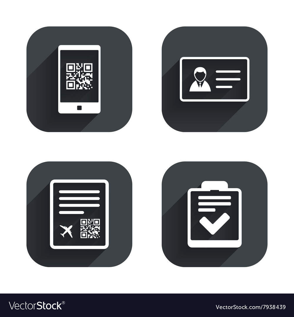 Qr scan code icon boarding pass flight sign