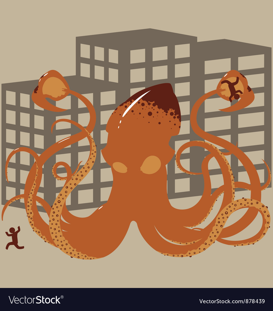 Rampaging Giant Squid Royalty Free Vector Image