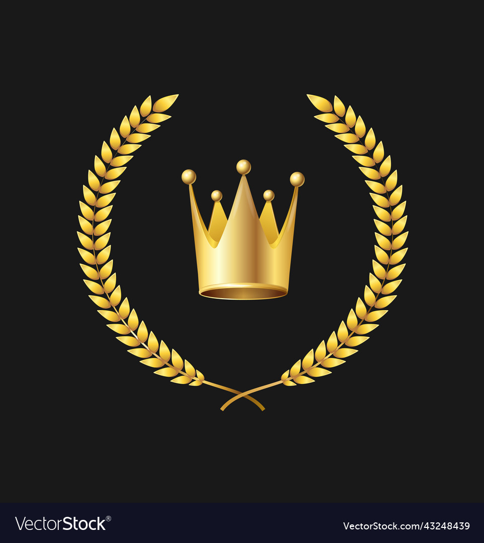 Realistic detailed 3d golden crown and laurel vector image Realistic detailed 3d golden crown and laurel