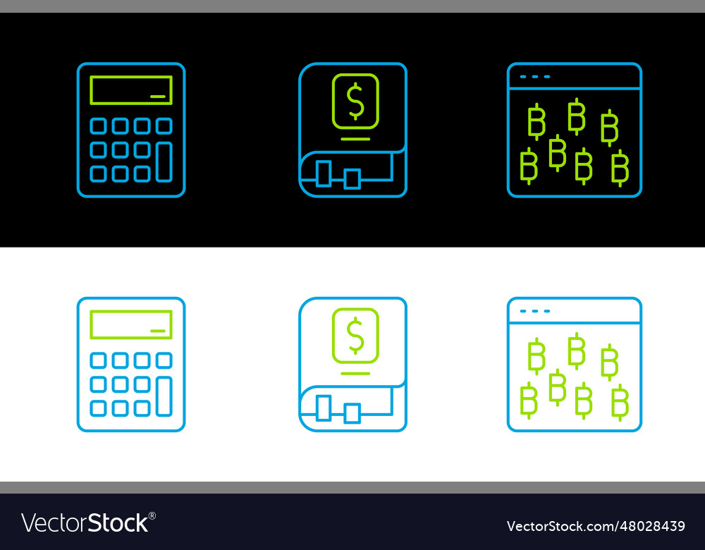 Set line bitcoin in browser calculator Vector Image Set line bitcoin in browser calculator