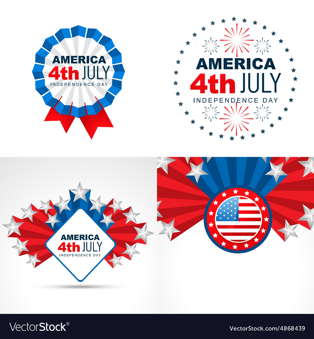 Set of american flag design badge