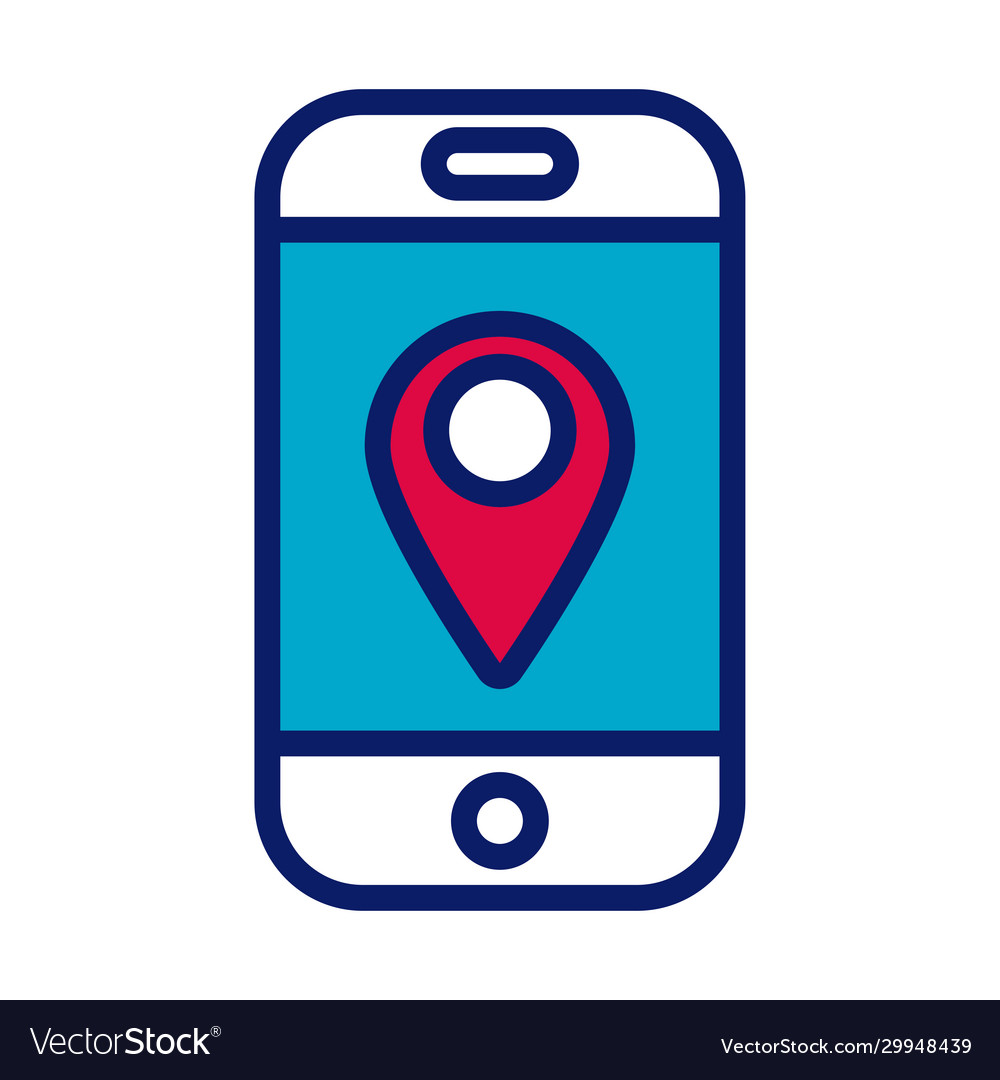 Smartphone with pin pointer location line and fill