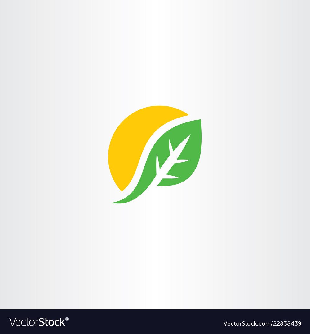 Sun and leaf element symbol sign icon