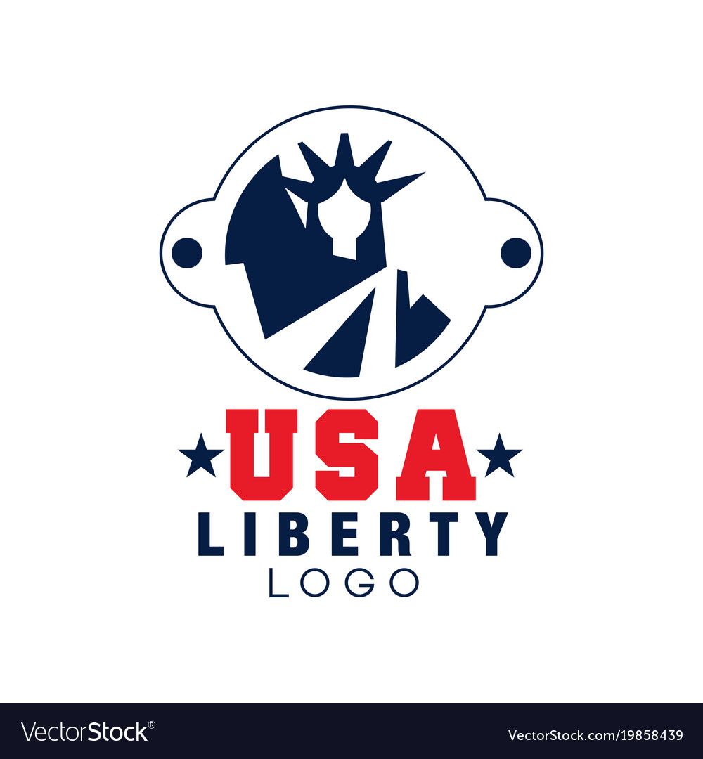 Typography logo for usa with statue of liberty