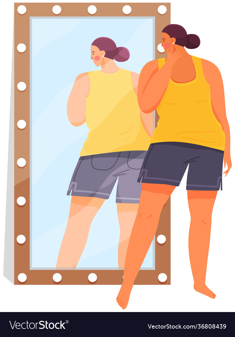 Frau in Sportbekleidung Blick auf Reflexion Vector Image Frau in Sportbekleidung Blick auf Reflexion
