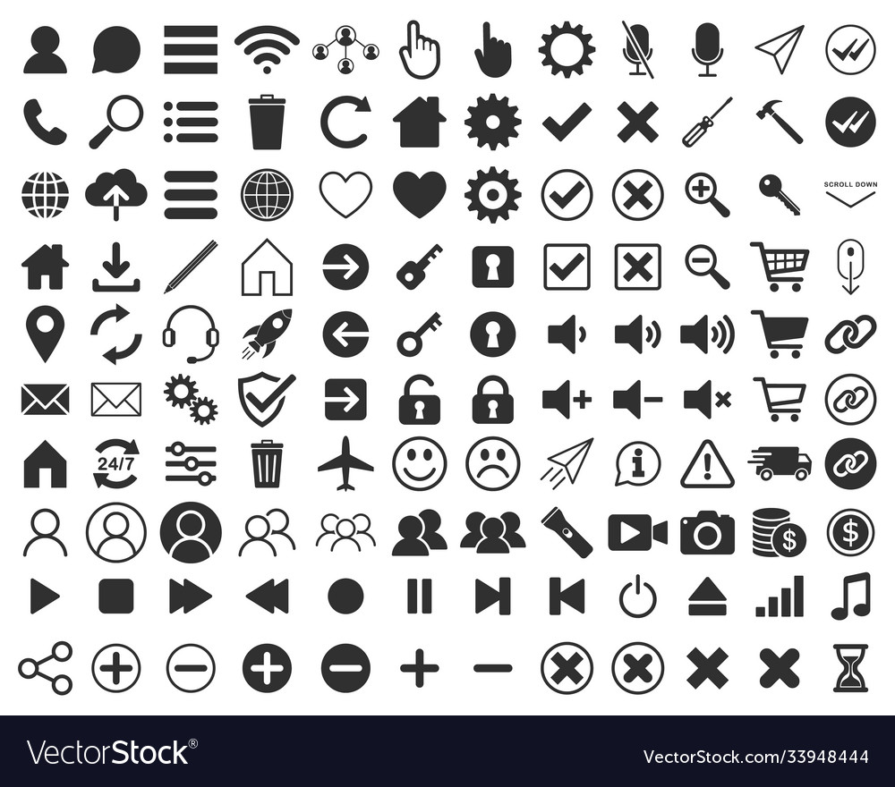 120 universal web interface icon symbol set vector image 120 universal web interface icon symbol set