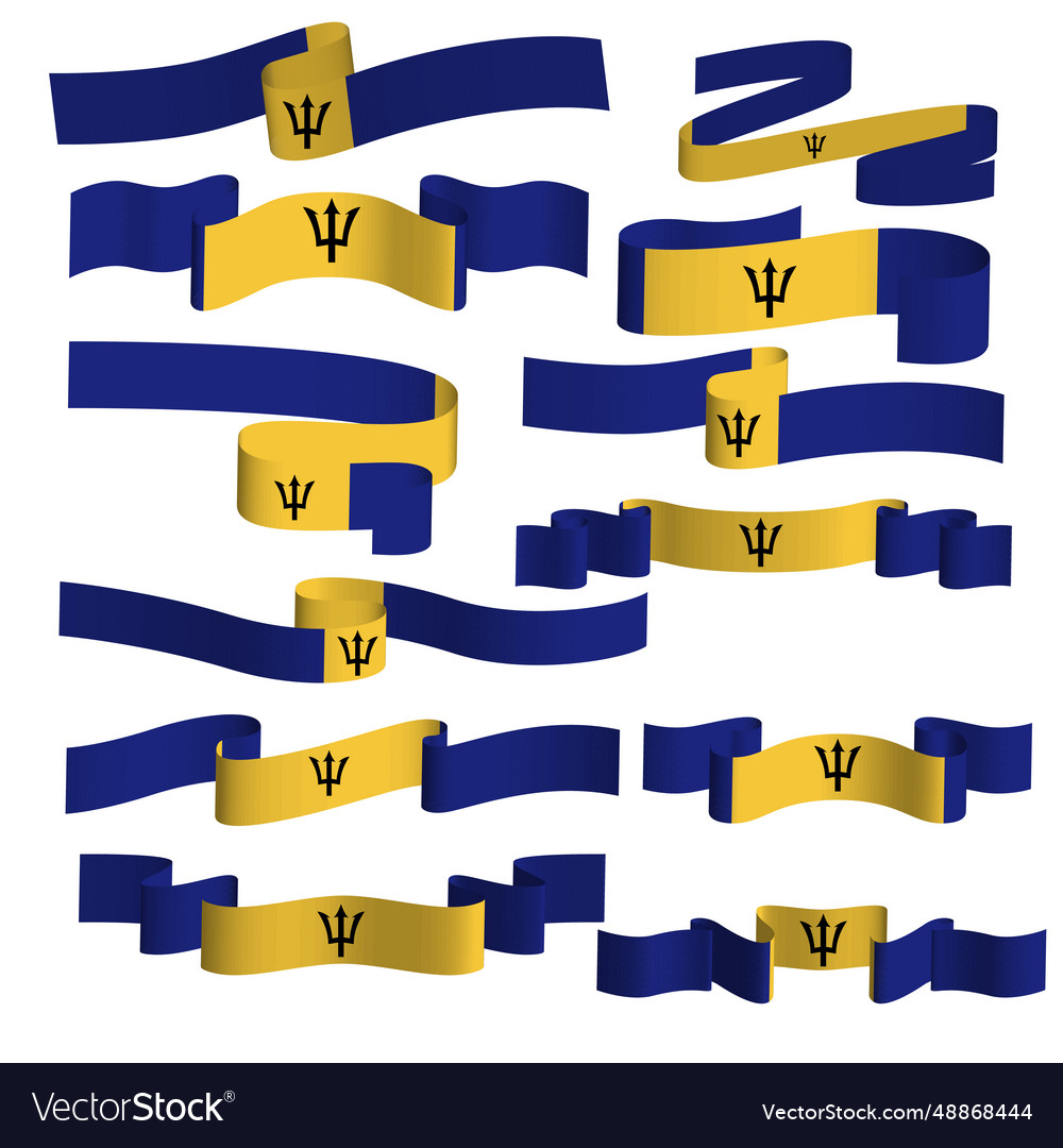 Barbados ribbon flag element bundle set