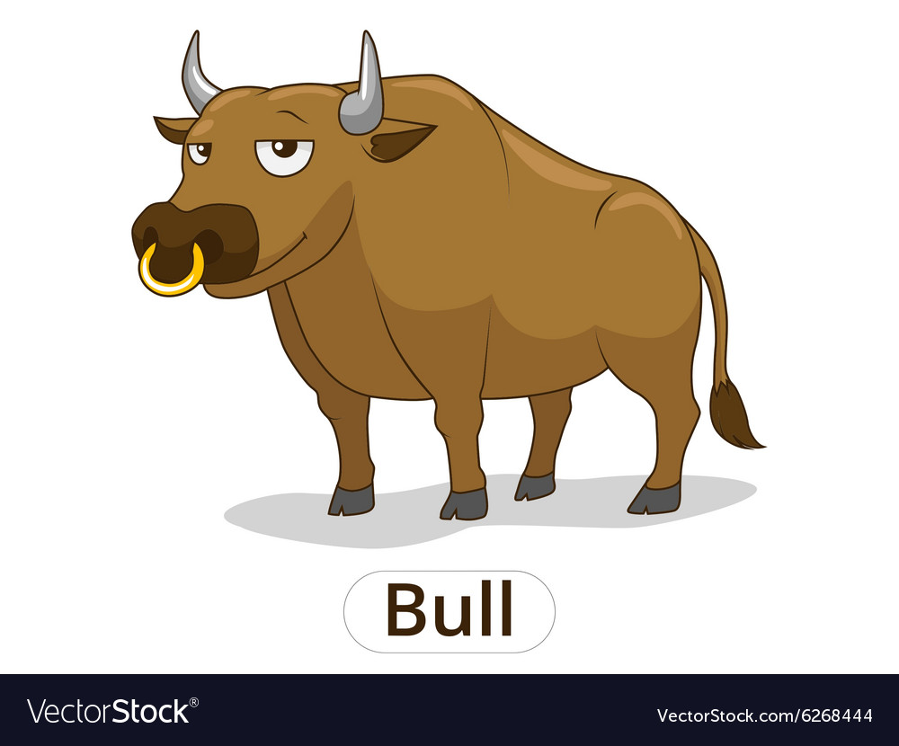 Bull animal cartoon for children Royalty Free Vector Image