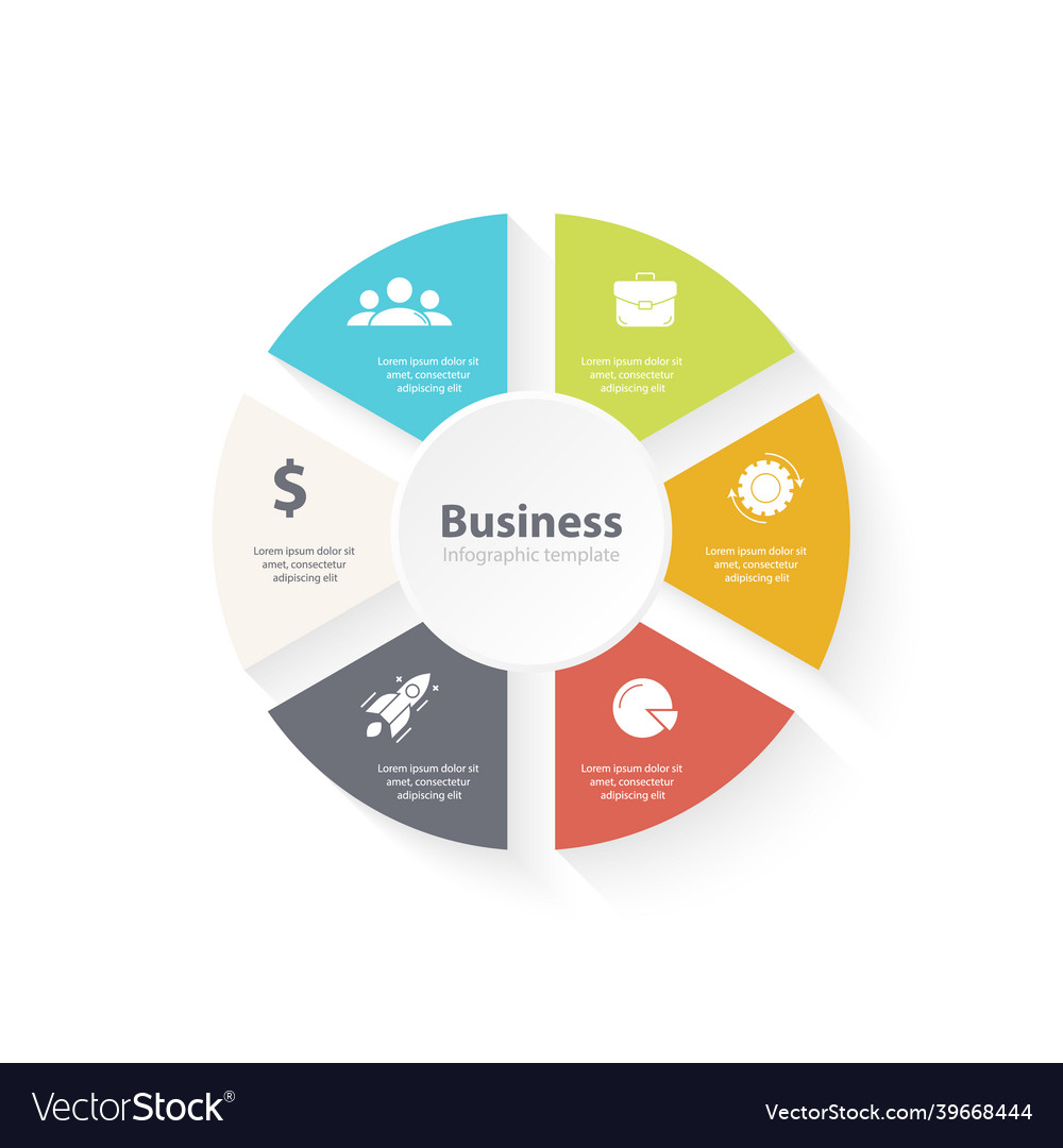 Circle infographic with 6 steps or options Vector Image