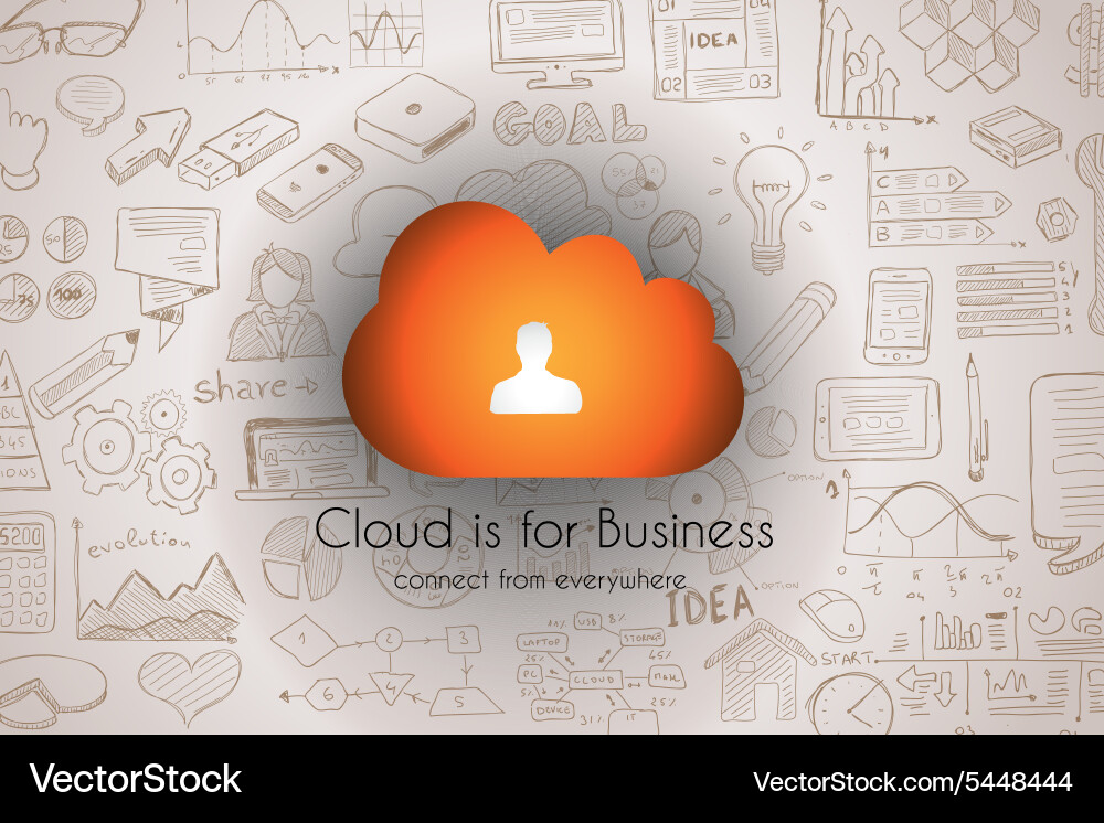 Cloud computing concept with infographics sketch Vector Image