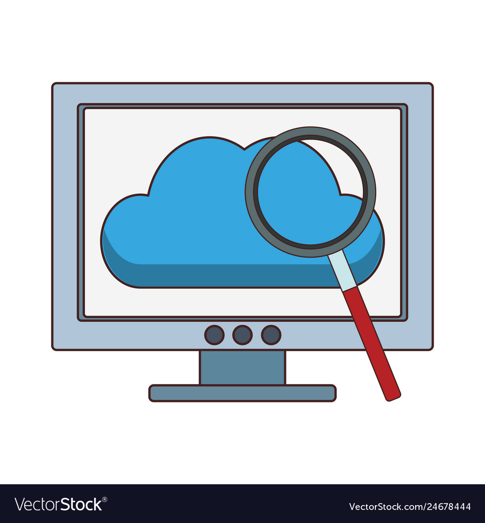 Computer with cloud computing vector image Computer with cloud computing
