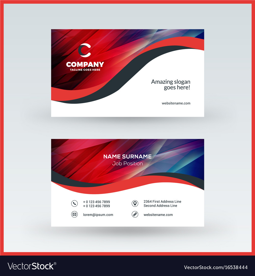 double sided horizontal business card template vector image horizontal business card