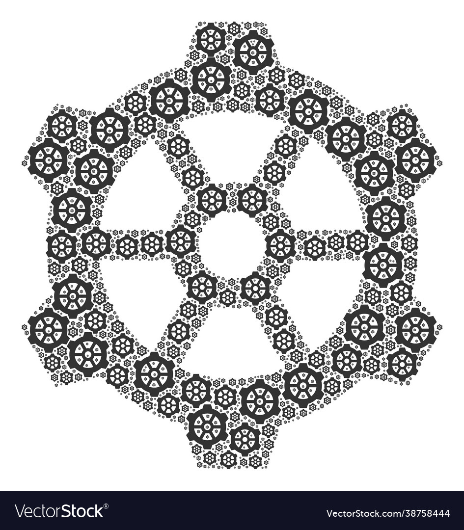 Gear recursive composition itself icons vector image Gear recursive composition itself icons