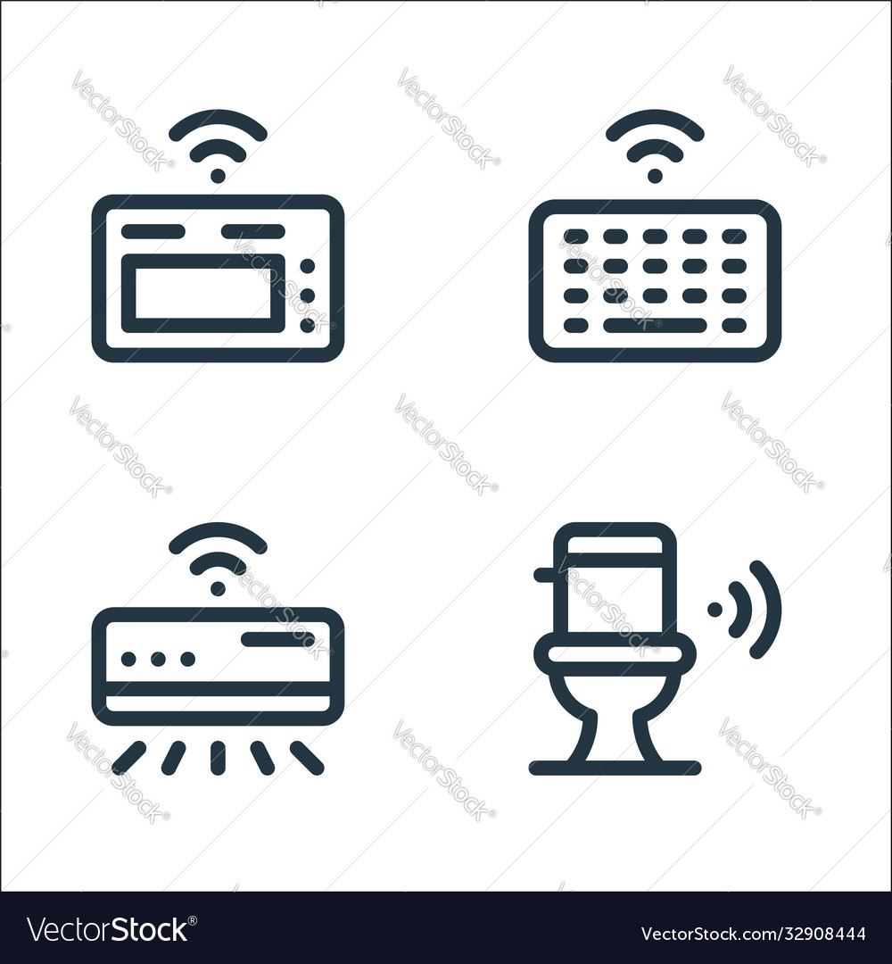 Internet things line icons linear set quality vector image Internet things line icons linear set quality