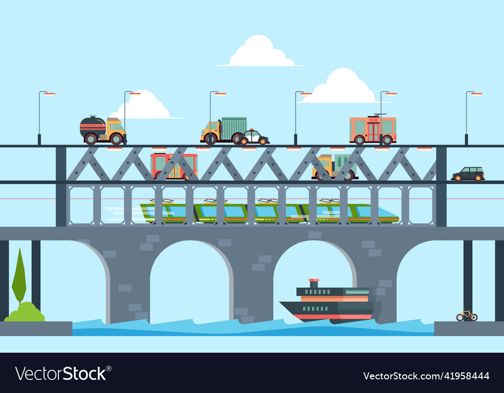 Landscape with bridge speed truck highway