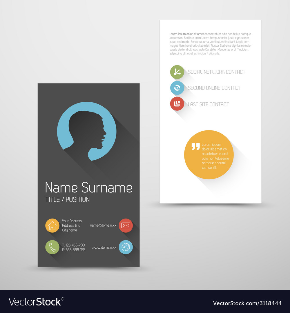 modern vertical business card template with flat portrait business card