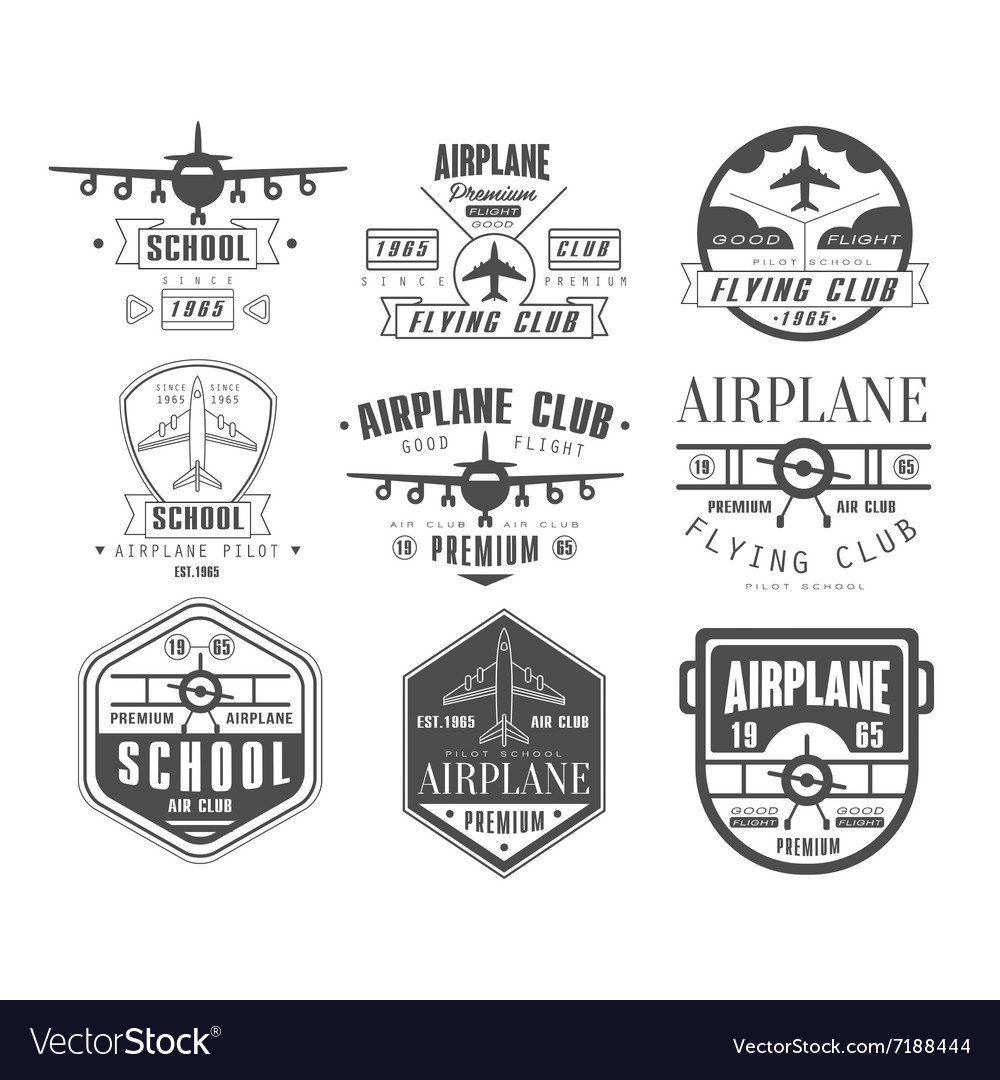 Monochrome Flugzeuge Club Embleme