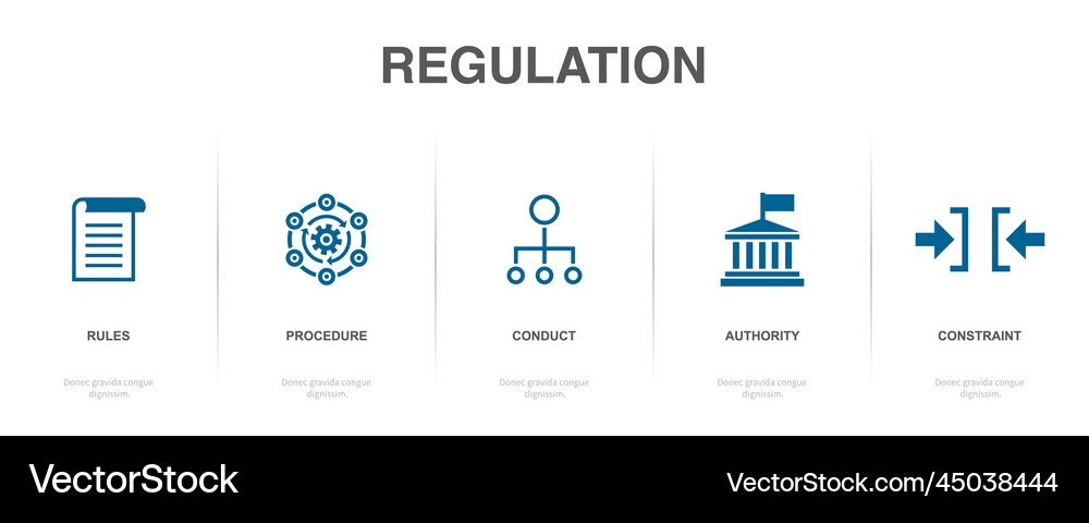 Rules procedure conduct authority constraint Vector Image