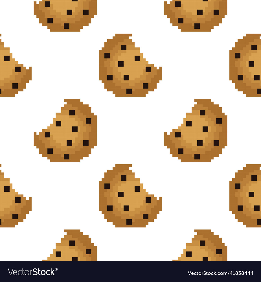 Seamless pattern of cookies in pixel style
