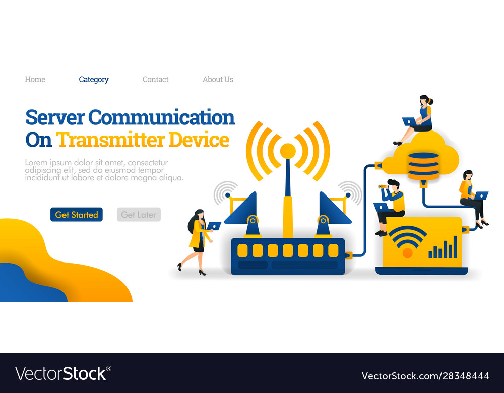 Server communication on transmitter device vector image Server communication on transmitter device