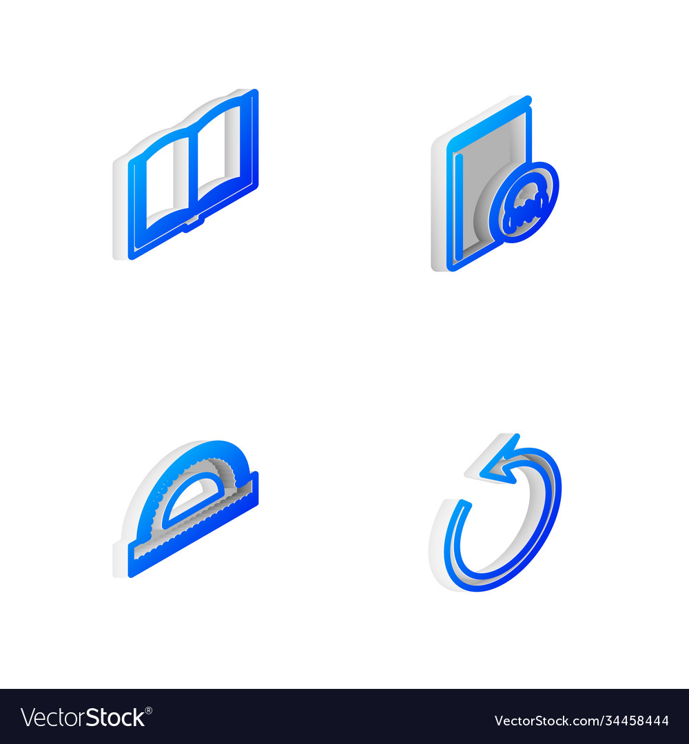 Set isometric line audio book open protractor Vector Image Set isometric line audio book open protractor
