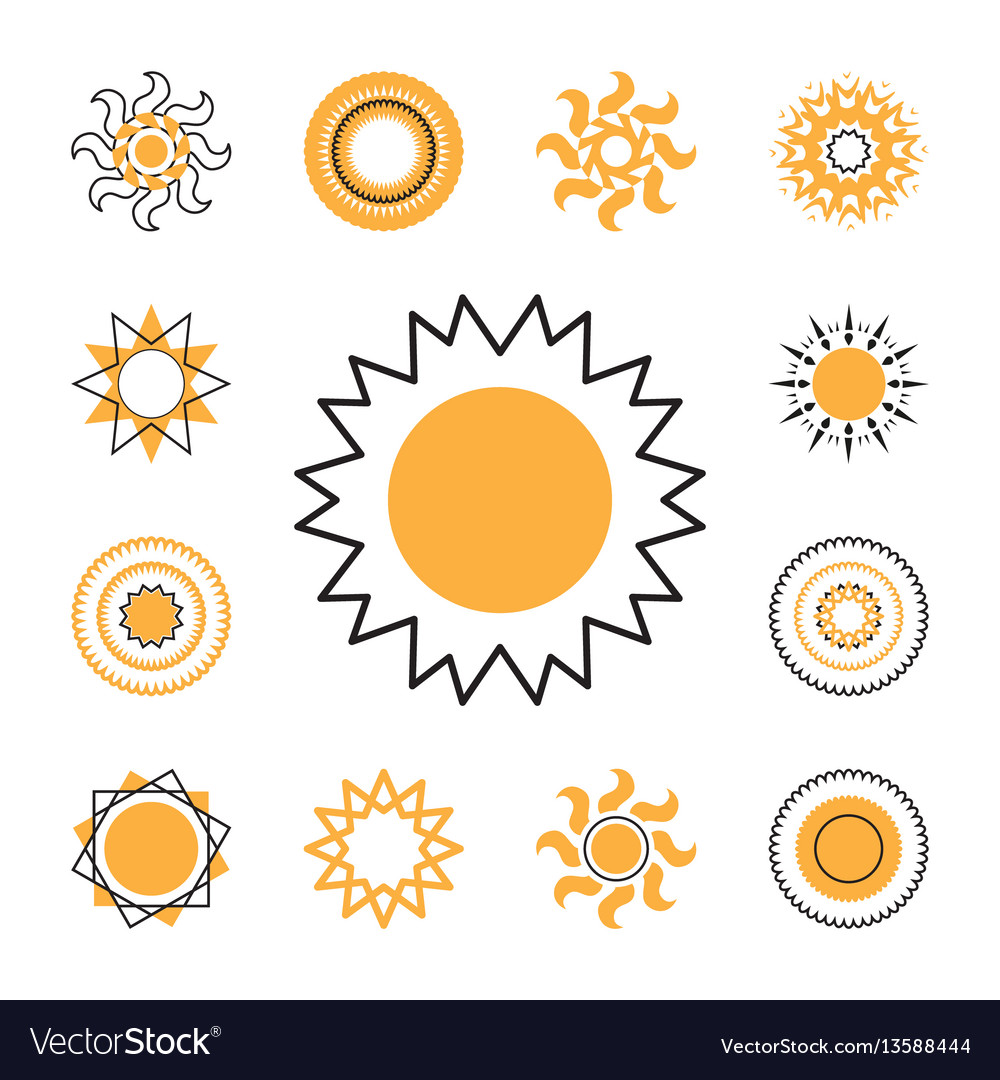 Set of sun icons Royalty Free Vector Image - VectorStock